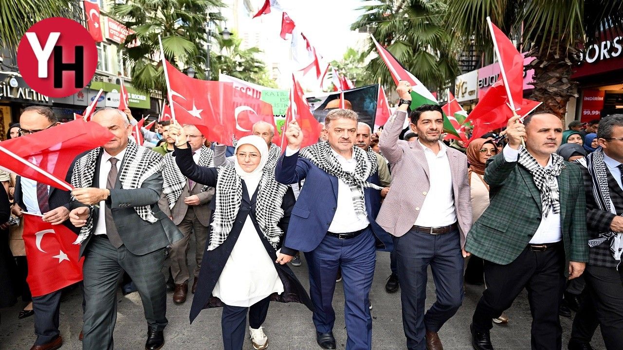 Gaziosmanpaşa’da “Filistin’e Engel Yok” sloganıyla yürüyüş yapıldı