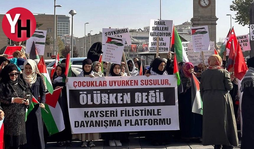 Kayseri’de Filistin için oturma eylemi başlatıldı